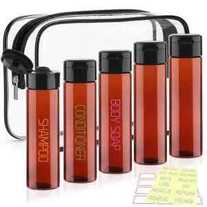3.4oz Travel Bottles for Toiletries 5 Pack Brown Shampoo Bottles 3.4oz Travel Bottles for Toiletries 5 Pack Brown Shampoo Bottles