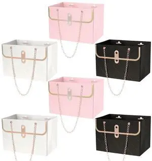 6pcs Flower Paper Gift Box Bouquet Storage Bucket Handbag with Metal Chain Flower Boxes for Arrangements Wedding Valentine's Mother's Day Birthday Bridal Showe 6pcs Flower Paper Gift Box Bouquet Storage Bucket Handbag with Metal Chain Flower Boxes for Arrangements Wedding Valentine's Mother's Day Birthday Bridal Showe