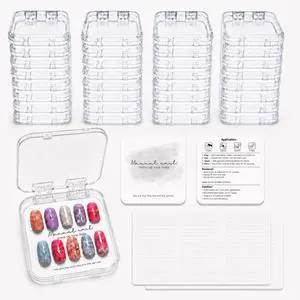 32 Pack Press on Nails Boxes with 40 Display Cards and 90 Adhesive Strips - 3x3 Inches Clear Acrylic Fake Nail Storage Case for Small Business Nail Art Packaging and Jewelry Organizer 32 Pack Press on Nails Boxes with 40 Display Cards and 90 Adhesive Strips - 3x3 Inches Clear Acrylic Fake Nail Storage Case for Small Business Nail Art Packaging and Jewelry Organizer