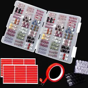 Large Compact Transparent Press-On Nail Storage Box (12 * 9 * 0.8 inch) - 600 Pieces Capacity - Press-On Nail Organizer & Display Storage Box Large Compact Transparent Press-On Nail Storage Box (12 * 9 * 0.8 inch) - 600 Pieces Capacity - Press-On Nail Organizer & Display Storage Box