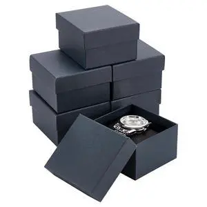 6 Pack Kraft Cardboard Watch Storage Gift Box, 3.2x3x2inch Rectangle Present Jewelry Box with Nonwoven Cloth Cushion for Bangle Wrist Watch Bracelet Packaging, Midnight Blue 6 Pack Kraft Cardboard Watch Storage Gift Box, 3.2x3x2inch Rectangle Present Jewelry Box with Nonwoven Cloth Cushion for Bangle Wrist Watch Bracelet Packaging, Midnight Blue