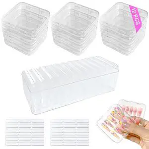 12 Pcs Clear Press On Nail Storage Box with Nail Case Container, False Nail Set Organizer Press Ons Packaging Box Display Case with Double Sided Tape for Nail Art Home Salon Nail Business Supplies 12 Pcs Clear Press On Nail Storage Box with Nail Case Container, False Nail Set Organizer Press Ons Packaging Box Display Case with Double Sided Tape for Nail Art Home Salon Nail Business Supplies