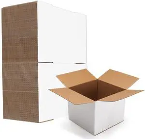 40 Pack 5x5x5 Shipping Boxes, White Corrugated Cardboard Box for Mailing, Packaging, Small Business 40 Pack 5x5x5 Shipping Boxes, White Corrugated Cardboard Box for Mailing, Packaging, Small Business