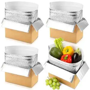 4 Pack Insulated Shipping Boxes with Foil Liner Bags, Reusable Thermal Cooler Mailing Cartons for Cold Pack Shipping, Hot & Frozen Food Delivery, 8''x5''x6'' 4 Pack Insulated Shipping Boxes with Foil Liner Bags, Reusable Thermal Cooler Mailing Cartons for Cold Pack Shipping, Hot & Frozen Food Delivery, 8''x5''x6''