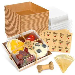 20Pcs Small Charcuterie Boxes with Clear Lids - Paper Mini Charcuterie Boxes To Go, Disposable Food Container with Lid, Dessert Boxes for Sandwich, Cookie, Sushi, Cake Slice, and Strawberries 20Pcs Small Charcuterie Boxes with Clear Lids - Paper Mini Charcuterie Boxes To Go, Disposable Food Container with Lid, Dessert Boxes for Sandwich, Cookie, Sushi, Cake Slice, and Strawberries