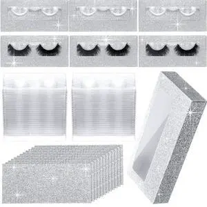 50 Sets Empty Lash Case Set, Include Empty Eyelash Box Packaging Storage Box, Eyelash Boxes Tray False Storage, Internal Background Paper(Silver) 50 Sets Empty Lash Case Set, Include Empty Eyelash Box Packaging Storage Box, Eyelash Boxes Tray False Storage, Internal Background Paper(Silver)
