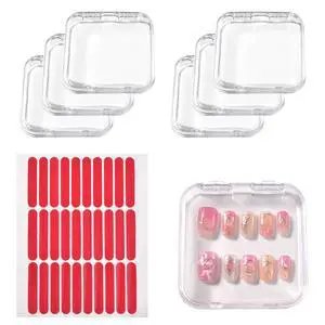6PCS Press on Nail Storage Box, Press On Nail Package Case with 30 PCS Adhesive Double Sided Tape Organizer Nail Case Acrylic Fake Nail Display Container Artificial False Nail Packaging Box 6PCS Press on Nail Storage Box, Press On Nail Package Case with 30 PCS Adhesive Double Sided Tape Organizer Nail Case Acrylic Fake Nail Display Container Artificial False Nail Packaging Box