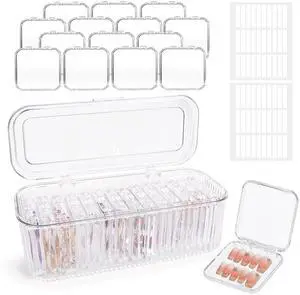 Press On Nail Organizer 14 PCS Clear Press On Nail Storage Boxes and 1 Big Storage box with 60 Pcs Adhesive Double Sided Tape,Press On Nail Packaging for Fake Nail Storage Nail Display Nail Salon. Press On Nail Organizer 14 PCS Clear Press On Nail Storage Boxes and 1 Big Storage box with 60 Pcs Adhesive Double Sided Tape,Press On Nail Packaging for Fake Nail Storage Nail Display Nail Salon.