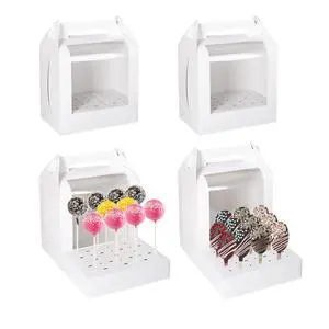 Portable Cake Pop Holder Boxes: 4Pcs Cake Packaging Containers with Clear Window - Lollipop Display Boxes for Weddings Baby Showers Birthday Parties Portable Cake Pop Holder Boxes: 4Pcs Cake Packaging Containers with Clear Window - Lollipop Display Boxes for Weddings Baby Showers Birthday Parties