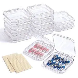 12 Pcs Press on Nail Storage Box with 60 Pcs Double Sided Adhesive Tapes, Nail Packaging Boxes Fake Nail Display Case Crystal Clear Nail Storage Box with Gift Box for Nail Art Business Nail Salon 12 Pcs Press on Nail Storage Box with 60 Pcs Double Sided Adhesive Tapes, Nail Packaging Boxes Fake Nail Display Case Crystal Clear Nail Storage Box with Gift Box for Nail Art Business Nail Salon