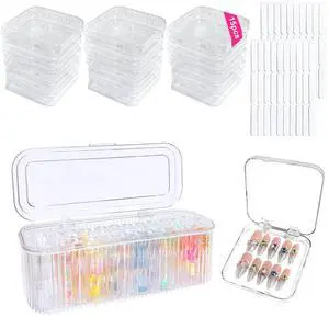 Press On Nail Organizer Box Kit,15 PCS Clear Press On Nail Storage Boxes and 1 Large Container Box,60pcs Adhesive Tape, Fake Nail Organizer Display Case Press On Nail Packaging for Home Nail Salon Use Press On Nail Organizer Box Kit,15 PCS Clear Press On Nail Storage Boxes and 1 Large Container Box,60pcs Adhesive Tape, Fake Nail Organizer Display Case Press On Nail Packaging for Home Nail Salon Use