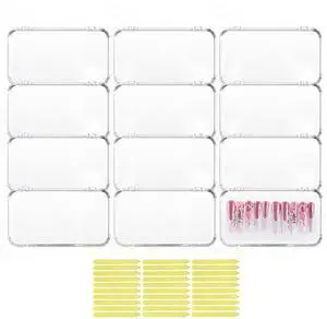 12Pcs Press On Nail Cases Large, 5.1×2.95 False Nail Packaging Cases with 30Pcs Adhesive Double Sided Tape, Plastic Clear Box for Fake Nails Storage 12Pcs Press On Nail Cases Large, 5.1×2.95 False Nail Packaging Cases with 30Pcs Adhesive Double Sided Tape, Plastic Clear Box for Fake Nails Storage