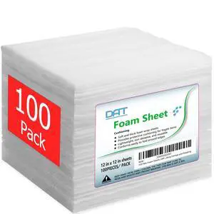 100 Pack Foam Sheets, DAT 12" x 12", 1/16" Thickness, Foam Wrap Cushioning Material, Moving Supplies for Packing Storage and Shipping 100 Pack Foam Sheets, DAT 12" x 12", 1/16" Thickness, Foam Wrap Cushioning Material, Moving Supplies for Packing Storage and Shipping
