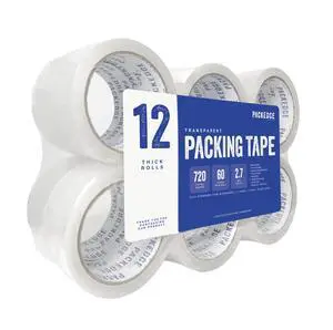 Clear Packing Tape, 12 Rolls, 1.88 in x 60 Yd Heavy Duty Shipping Clear Packing Tape, 12 Rolls, 1.88 in x 60 Yd Heavy Duty Shipping