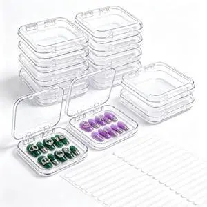 12 Pcs Clear Acrylic Press on Nail Storage Box with 30 Pcs Adhesive Double Sided Tape, Transparent Fake Nail Organizer Display Case for Nail Salon, Home, Travel & Nail Art Packaging 12 Pcs Clear Acrylic Press on Nail Storage Box with 30 Pcs Adhesive Double Sided Tape, Transparent Fake Nail Organizer Display Case for Nail Salon, Home, Travel & Nail Art Packaging