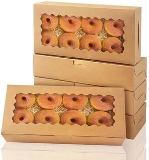 12x5.5x2.5 Inch Brown Cookie Box with Window 15Pcs Pastry Macaron Bakery Box For Packaging 12x5.5x2.5 Inch Brown Cookie Box with Window 15Pcs Pastry Macaron Bakery Box For Packaging