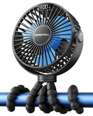 [2026 Upgrade Portable Stroller Fan with LED Display, 4 Speed Rechargeable Mini Clip On Fan, 360° Rotate Flexible Tripod Better Cooling Small Baby Fan for Car Seat Crib Travel Treadmill [2026 Upgrade Portable Stroller Fan with LED Display, 4 Speed Rechargeable Mini Clip On Fan, 360° Rotate Flexible Tripod Better Cooling Small Baby Fan for Car Seat Crib Travel Treadmill