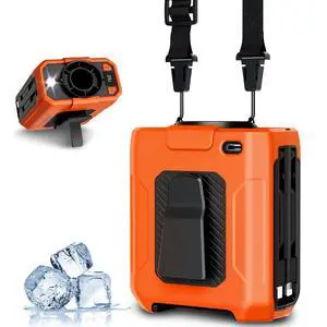 Portable Waist Fan - 5 Speeds 18000RPM Strong Airflow 10000mAh Battery Powered 35H Cooling - Hands-Free Waist Neck Desk Fan with Flashlight for Outdoor Jobsite Camping, Orange Portable Waist Fan - 5 Speeds 18000RPM Strong Airflow 10000mAh Battery Powered 35H Cooling - Hands-Free Waist Neck Desk Fan with Flashlight for Outdoor Jobsite Camping, Orange