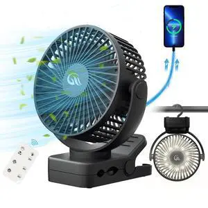 Portable Fan with Remote Control & Timer & LED Lights, 60hrs 12000mAh USB Rechargeable BatteryClamp/Hanging/Stand Up, Small Clip on Fan for Baby Stroller, Bed, Desk, Camping Tent, Travel Portable Fan with Remote Control & Timer & LED Lights, 60hrs 12000mAh USB Rechargeable BatteryClamp/Hanging/Stand Up, Small Clip on Fan for Baby Stroller, Bed, Desk, Camping Tent, Travel