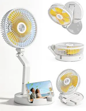 Portable Foldable Oscillating Fan, 6000mAh Battery Powered USB Rechargeable Fan, 16.1 Inches Wireless Desk Fan for Bedroom, Office, Camping and Travel, White Portable Foldable Oscillating Fan, 6000mAh Battery Powered USB Rechargeable Fan, 16.1 Inches Wireless Desk Fan for Bedroom, Office, Camping and Travel, White
