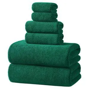 Soft 6 Piece Bath Towel Set - 2 Bath Sheets, 2 Hand Towels, 2 Washcloths - Highly Absorbent, Quick Dry, Lightweight Towel Sets Collection, Premium Dark Green Towels for Bathroom, Gym & Spa Soft 6 Piece Bath Towel Set - 2 Bath Sheets, 2 Hand Towels, 2 Washcloths - Highly Absorbent, Quick Dry, Lightweight Towel Sets Collection, Premium Dark Green Towels for Bathroom, Gym & Spa
