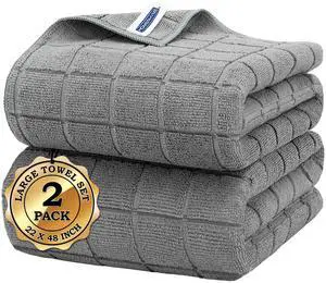 Microfiber Bath Towels 2 Pack (22'' x 48'') - Lightweight Quick Dry Microfiber Fingertip Hand Towels, Soft Absorbent Gym Towels for Yoga, Salon, Camping, Hotel, Bathroom, Spa, Travel & Dog Microfiber Bath Towels 2 Pack (22'' x 48'') - Lightweight Quick Dry Microfiber Fingertip Hand Towels, Soft Absorbent Gym Towels for Yoga, Salon, Camping, Hotel, Bathroom, Spa, Travel & Dog