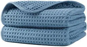 Microfiber Waffle Hand Towels, 2 Pieces, Soft, Absorbent, Fast Drying, Lint Free 430 GSM (Blue) Microfiber Waffle Hand Towels, 2 Pieces, Soft, Absorbent, Fast Drying, Lint Free 430 GSM (Blue)