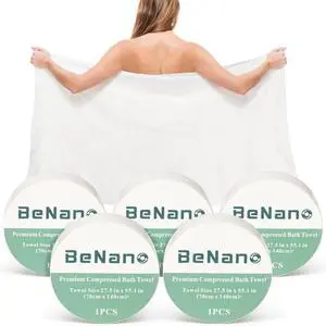 55.1x27.5 in Compressed Bath Towel Tablets | Travel Towel, 5 Pack 55.1x27.5 in Compressed Bath Towel Tablets | Travel Towel, 5 Pack