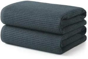 Waffle Bath Towel Set of 2, 100% Cotton Lightweight & Quick-Dry Bath Towels, Ultra-Absorbent and Breathable, Lint-Free Hotel & Spa Towels for the Bathroom, Gym, and Travel - Dark Gray Waffle Bath Towel Set of 2, 100% Cotton Lightweight & Quick-Dry Bath Towels, Ultra-Absorbent and Breathable, Lint-Free Hotel & Spa Towels for the Bathroom, Gym, and Travel - Dark Gray