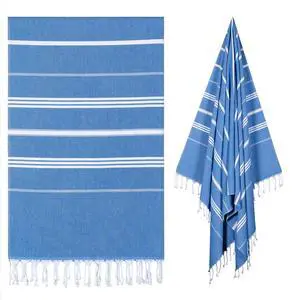 Turkish Beach Towel Oversized - 40"x70" Quick Dry Sand Free Thin Pool Towel for Adults, Extra Large Cotton Lightweight Travel Towel (New Denim Blue) Turkish Beach Towel Oversized - 40"x70" Quick Dry Sand Free Thin Pool Towel for Adults, Extra Large Cotton Lightweight Travel Towel (New Denim Blue)
