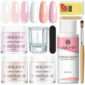 Acrylic Nail Starter Kit: Clear Pink Nude Acrylic Powder & Liquid, Brush, Files, Forms, Press On Nails, Home Practice Set Acrylic Nail Starter Kit: Clear Pink Nude Acrylic Powder & Liquid, Brush, Files, Forms, Press On Nails, Home Practice Set