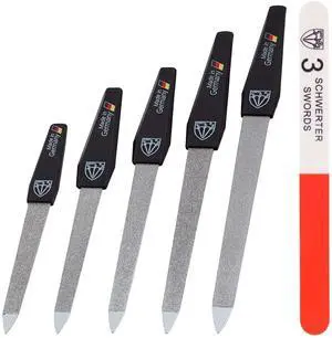 3 Swords Germany - Brand Quality Sapphire Metal Nail File Set (5 pcs.) with 3-Way Nail Buffer (1 pc.), Manicure Pedicure Finger & Toe Nail Care - Made in Solingen Germany (671) 3 Swords Germany - Brand Quality Sapphire Metal Nail File Set (5 pcs.) with 3-Way Nail Buffer (1 pc.), Manicure Pedicure Finger & Toe Nail Care - Made in Solingen Germany (671)