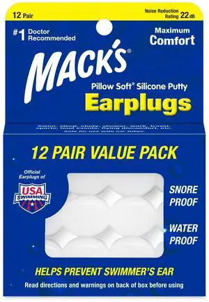 Pillow Soft Silicone Earplugs, 12 Pair The Original Moldable Silicone Putty Ear Plugs for Sleeping, Snoring, Swimming, Travel, Concerts and Studying | Made in USA Pillow Soft Silicone Earplugs, 12 Pair The Original Moldable Silicone Putty Ear Plugs for Sleeping, Snoring, Swimming, Travel, Concerts and Studying | Made in USA