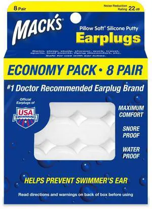 Pillow Soft Silicone Earplugs, 8 Pair - The Original Moldable Silicone Putty Ear Plugs for Sleeping, Snoring, Swimming, Travel, Concerts and Studying | Made in USA Pillow Soft Silicone Earplugs, 8 Pair - The Original Moldable Silicone Putty Ear Plugs for Sleeping, Snoring, Swimming, Travel, Concerts and Studying | Made in USA