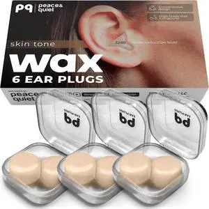 Wax Ear Plugs for Sleep - 6 Silicone Wax Earplugs for Sleeping and Swimming - Gel Ear Plugs for Noise Cancelling, Ear Protection - Sleeping Earplugs with Sound Blocking 32 Db (6-Pillows). Beige Wax Ear Plugs for Sleep - 6 Silicone Wax Earplugs for Sleeping and Swimming - Gel Ear Plugs for Noise Cancelling, Ear Protection - Sleeping Earplugs with Sound Blocking 32 Db (6-Pillows). Beige