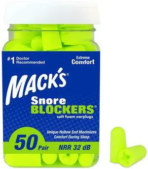 Snore Blockers Soft Foam Earplugs, 50 Pair 32 dB High NRR, 37 dB SNR Comfortable Ear Plugs for Sleeping, Snoring, Loud Noise and Travel Snore Blockers Soft Foam Earplugs, 50 Pair 32 dB High NRR, 37 dB SNR Comfortable Ear Plugs for Sleeping, Snoring, Loud Noise and Travel