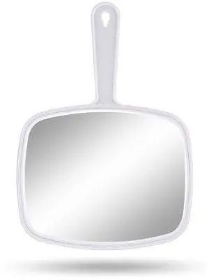 10.3" L x 7.4" W Hand Mirror for Home and Barber, White 10.3" L x 7.4" W Hand Mirror for Home and Barber, White