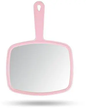 10.3" L x 7.4" W Hand Mirror with Handle, Pink 10.3" L x 7.4" W Hand Mirror with Handle, Pink