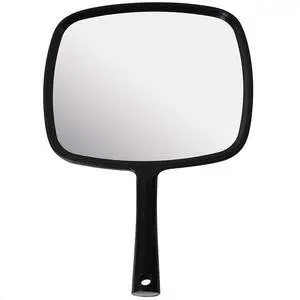 Hand Mirror with Ergonomic Handle for Makeup, 8" x 11" (Black) Hand Mirror with Ergonomic Handle for Makeup, 8" x 11" (Black)