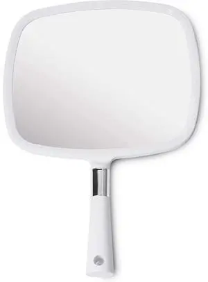 Large Hand Mirror with Comfy Handle, 9" x 13" (White) Large Hand Mirror with Comfy Handle, 9" x 13" (White)