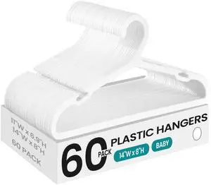 Kids Hangers 60 Pack, Plastic Baby Hangers for Closet, 14 x 7 Inches, for Children Aged 7-12 Years, Space-Saving, Non-Slip, Cloud White UCRP090W01 Kids Hangers 60 Pack, Plastic Baby Hangers for Closet, 14 x 7 Inches, for Children Aged 7-12 Years, Space-Saving, Non-Slip, Cloud White UCRP090W01