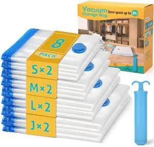 8 Pack Travel Vacuum Storage Bags 4 Size(24/28/32/40 Inch) with Pump 8 Pack Travel Vacuum Storage Bags 4 Size(24/28/32/40 Inch) with Pump