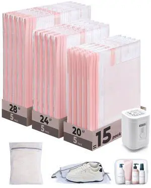 Travel Vacuum Bags with Rechargeable Electric Pump, 18PC Kit Travel Vacuum Bags with Rechargeable Electric Pump, 18PC Kit