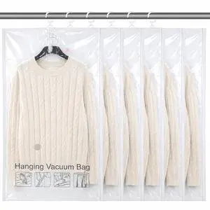 6 Pcs Clear Hanging Vacuum Seal Bags for Clothing 43.3" x27.6" 6 Pcs Clear Hanging Vacuum Seal Bags for Clothing 43.3" x27.6"