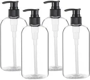 Empty Plastic Pump Bottles Dispenser 4 Pack 16oz/500ml Portable Clear BPA-Free Cylinder Shampoo Lotion Hand Pump Bottle Durable Refillable Containers Empty Plastic Pump Bottles Dispenser 4 Pack 16oz/500ml Portable Clear BPA-Free Cylinder Shampoo Lotion Hand Pump Bottle Durable Refillable Containers