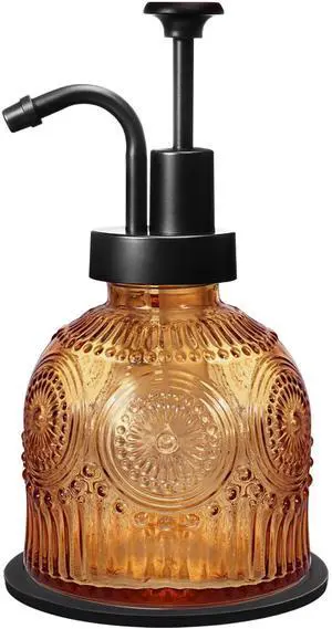 8 Oz Vintage Glass Bathroom Soap Dispensers with Pump, Refillable Kitchen Dish Soap Dispenser with Non-Slip Mat, Antique Rustic Hand Soap Liquid Bottle (Brown-Black Pump) 8 Oz Vintage Glass Bathroom Soap Dispensers with Pump, Refillable Kitchen Dish Soap Dispenser with Non-Slip Mat, Antique Rustic Hand Soap Liquid Bottle (Brown-Black Pump)