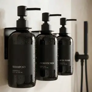Stylish Shampoo and Conditioner Dispenser Set of 3 for Wall Mount - Modern Drill Free 21oz Shower Soap Bottles with Labels - Easy Refill Body Wash Dispensers for an Instant Bathroom Decor Upgrade Stylish Shampoo and Conditioner Dispenser Set of 3 for Wall Mount - Modern Drill Free 21oz Shower Soap Bottles with Labels - Easy Refill Body Wash Dispensers for an Instant Bathroom Decor Upgrade