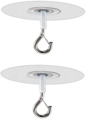2Pcs Adhesive Ceiling Hook - Weight-Bearing Stick-On Ceiling Hook, Sticky | Drill Free Hanging Hook with Safety Clasp, Water Resistant for Plants Chimes Storage 2Pcs Adhesive Ceiling Hook - Weight-Bearing Stick-On Ceiling Hook, Sticky | Drill Free Hanging Hook with Safety Clasp, Water Resistant for Plants Chimes Storage