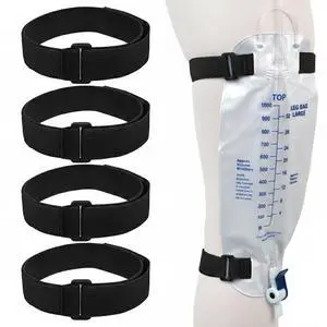 4 Packs Leg Bag Straps(Black), Buckle-Type Hook and Loop Strap,Urine Drainage Bag Strap Catheter Leg Bag Straps with Soft Elastic Fabric Comfortable Silicone Grips for Men Women 4 Packs Leg Bag Straps(Black), Buckle-Type Hook and Loop Strap,Urine Drainage Bag Strap Catheter Leg Bag Straps with Soft Elastic Fabric Comfortable Silicone Grips for Men Women