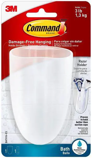 Bath Razor Holder, Clear Frosted, 1-Holder, 1- Water-Resistant Strip, Organize Damage-Free Bath Razor Holder, Clear Frosted, 1-Holder, 1- Water-Resistant Strip, Organize Damage-Free